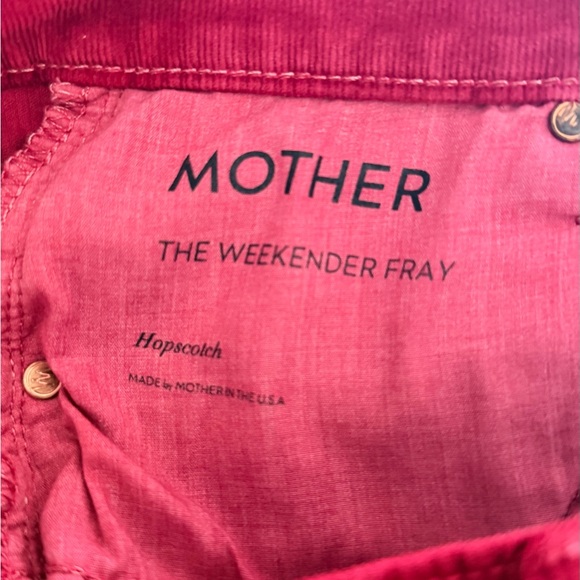 Mother Jeans The Weekender Fray Garent Red Cord  Flare Pants Size 25 - Picture 6 of 9